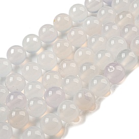Perles en agate naturelles, teint, teint, ronde, blanc