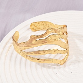 304 женские браслеты-манжеты из нержавеющей стали, полоса, ионное покрытие (ip)