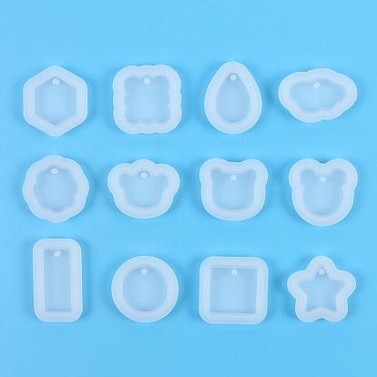 Food Grade Geometric DIY Silicone Pendant Molds, Decoration Making, Resin Casting Molds, For UV Resin, Epoxy Resin Jewelry Making
