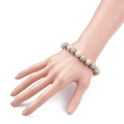 Round Natural Maifanite/Maifan Stone Beads Stretch Bracelet, Reiki Bracelet for Men Women