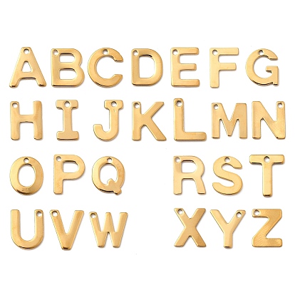 304 прелести нержавеющей стали, письмо амулеты, ионное покрытие (ip), реальный 18 k позолоченный