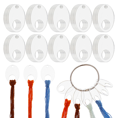 50шт. акриловые бобины, бобины с нитками для вышивки крестом, овальные, с кольцами на петлях из железа с вкладными листами из ПК