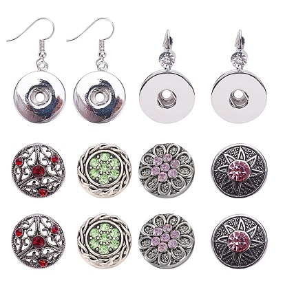 DIY Earring Making, with Iron Earring Hooks, Alloy Rhinestone Jewelry Snap Buttons