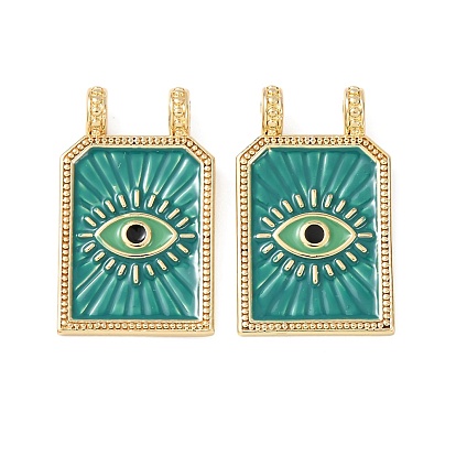 Латунные подвески, с эмалью, прямоугольник с оберегами от сглаза, без кадмия и без свинца, стойки покрытие, долговечный