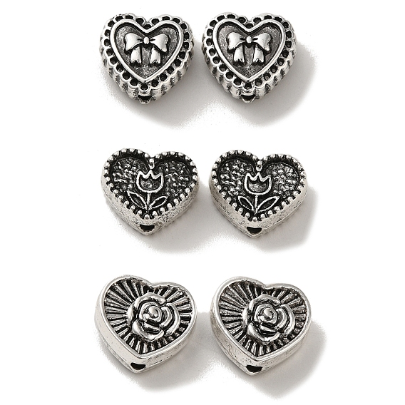 Сплавочные овальные бусины тибетского стиля , без кадмия и без свинца, сердце