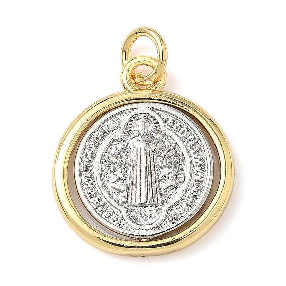 Латунные подвески, плоские круглые с святым Бенедиктом, без свинца и без кадмия, долговечный, с целью перехода в кольце