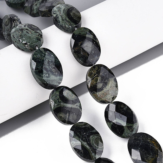 Естественной яшмы бисер нитей, Плоско-овальные, граненые