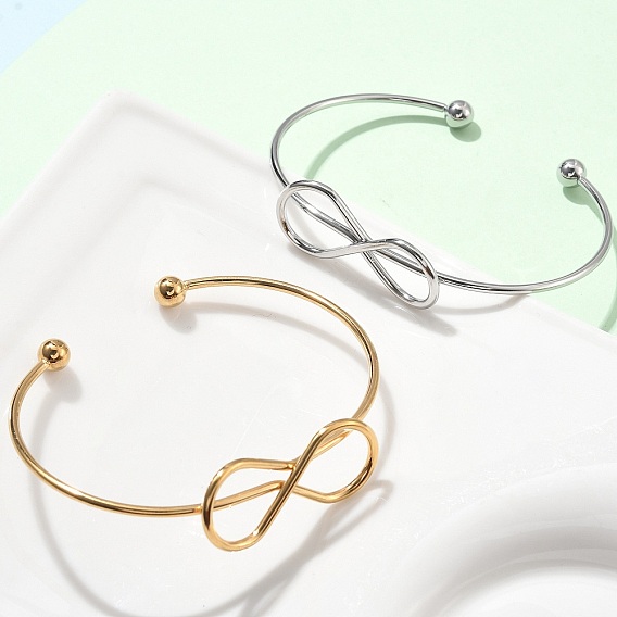 304 из нержавеющей стали манжеты браслеты, браслеты с крутящим моментом для женщин, бесконечность