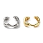 Rack Plating Brass Twist Wave Open Cuff Rings for Women, Lead Free & Cadmium Free, Long-Lasting Plated