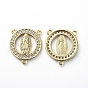 Brass Micro Pave Cubic Zirconia Chandelier Component Links, 3 Loop Connectors, Ring with Virgin Mary, Rosary Center Piece