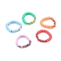 Round Evil Eye Lampwork Stretch Rings, with Polymer Clay Heishi Beads