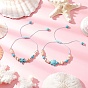 2шт. браслеты из синтетических бирюзовых бусин в виде морских звезд и черепах, с латунными разделительными бусинами и бусинами из натуральных пресноводных ракушек