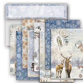 8Pcs 8 Styles Winter Theme Scrapbook Paper Pads, for DIY Album Scrapbook, Background Paper, Diary Decoration