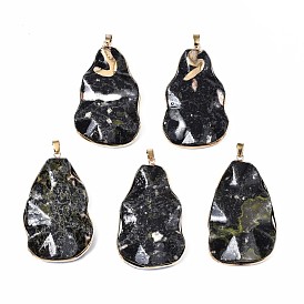 Dyed Natural White Jade Big Pendants, with Light Gold Plated Iron Bails, Teardrop