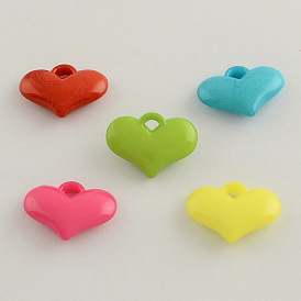 Opaque Acrylic Heart Charms, 15x20x5mm, Hole: 3mm, about 705pcs/500g