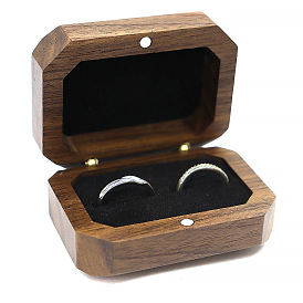 Rectangle Wood Wedding Ring Storage Boxes with Velvet Inside, Laser Engraved Forever Love Wooden Couple Ring Gift Case with Magnetic Clasps