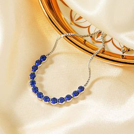 Fashionable Blue Round Rhinestone Slider Bracelets