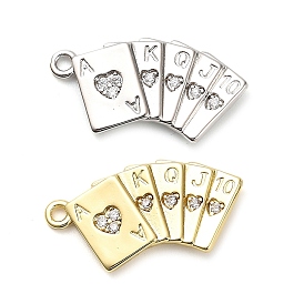 Латунные микро проложить кубического циркония подвески, прелести игральных карт, стойки покрытие, долговечный, без свинца и без кадмия