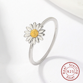 Женское кольцо на палец с родиевым покрытием 925 из стерлингового серебра с цветком ромашки