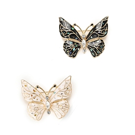 Enamel Pin, Alloy Rhinestone Brooch for Backpack Clothes, Butterfly, Golden