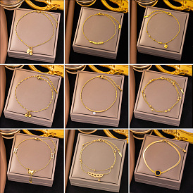 Браслеты из сплава нержавеющей стали с подвесками, украшения для женщин