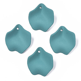 Rubberized Style Opaque Acrylic Pendants, Petal