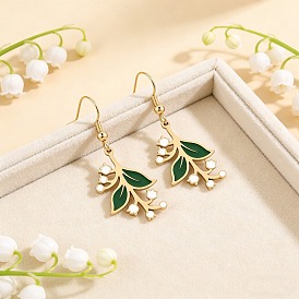 304 из нержавеющей стали болтаться серьги, цветок, с эмалью