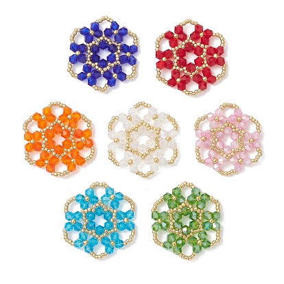 Стеклянные подвески из бисера, снежинка очарование, со стеклом, граненые