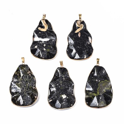Dyed Natural White Jade Big Pendants, with Light Gold Plated Iron Bails, Teardrop
