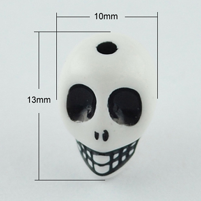 Античные акриловые бусины, череп, 13x10x11 мм, отверстие : 1.5 мм, Около 600 шт / 500 г