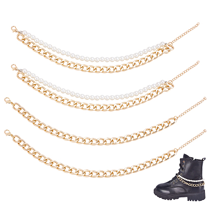 4 шт 2 стили алюминиевые цепи для ремней для ботинок, с абс пластмассовыми жемчужными бисером