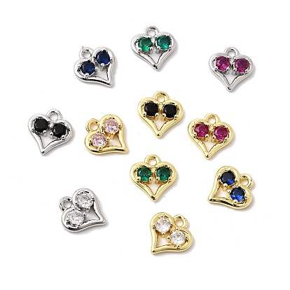 Латунные микро проложить кубического циркония подвески, сердце прелести, стойки покрытие, долговечный, без кадмия и без свинца, настоящий 18k позолоченный/платиновый