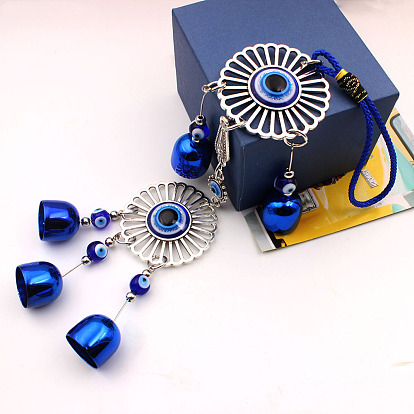 Ring with Evil Eye Metal Charm Wall Hanging Ornaments, for Home Outdoor Decorations