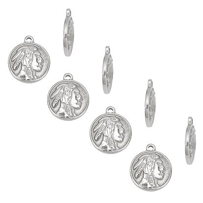 Pendentifs en acier inoxydable, rond plat indien, mot liberté
