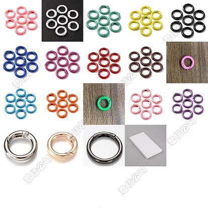 36pcs 18 styles fermoirs à clés en alliage de zinc, anneaux à ressort, rond