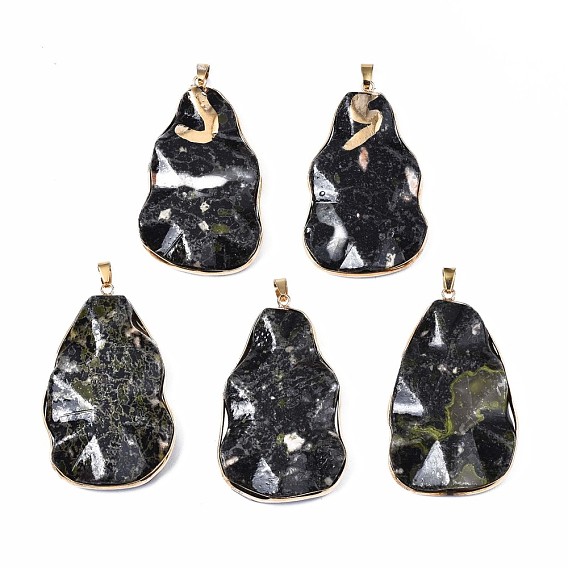 Dyed Natural White Jade Big Pendants, with Light Gold Plated Iron Bails, Teardrop