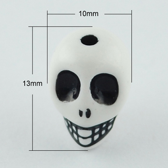 Античные акриловые бусины, череп, 13x10x11 мм, отверстие : 1.5 мм, Около 600 шт / 500 г