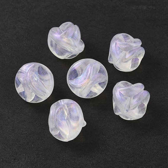 Transparent Acrylic Beads, Glitter Powder, Round