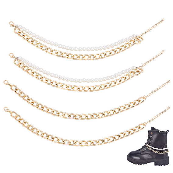 4 шт 2 стили алюминиевые цепи для ремней для ботинок, с абс пластмассовыми жемчужными бисером