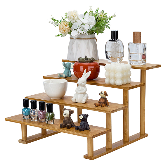 4-ярусная сосновая полка для товаров, подставки для ювелирных изделий с минифигурками, украшения