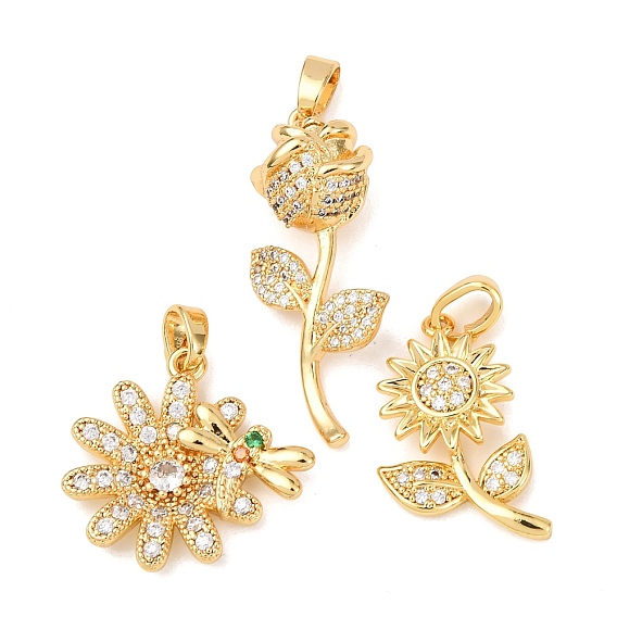 Латунные микропаве прозрачные подвески с фианитом, 