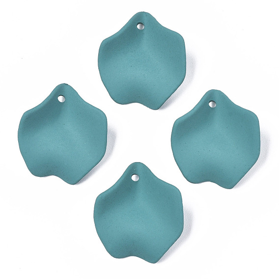 Rubberized Style Opaque Acrylic Pendants, Petal