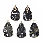 Dyed Natural White Jade Big Pendants, with Light Gold Plated Iron Bails, Teardrop