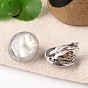 Gemstone Dome/Half Round Clip-on Earrings, with Platinum Plated Brass Findings, 21mm