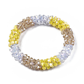 Bling Glass Beads Braided Stretch Bracelet, Womens Fashion Handmade Jewelry