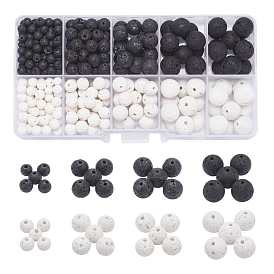 8 Style Natural Lava Rock Beads, Round