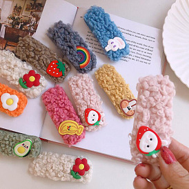 Colorful Plush BB Clip with Cute Side Bangs for Girls - Student Hairpin Headwear.