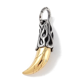 Viking 316 Surgical Stainless Steel Pendants, with Jump Ring, Wolf Tooth Charm