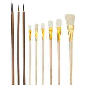 9шт 9 стили деревянная кисть, с бамбуковой ручкой-кистью для китайской каллиграфии