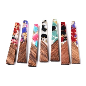 Подвески из эпоксидной смолы и орехового дерева, золотой фольгой, трапециевидные